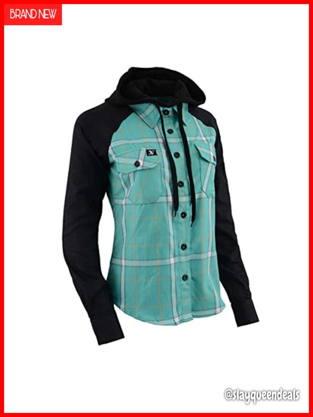Women's 100% Cotton Flannel Button Down Shirt Hoodie Long Sleeve Plaid